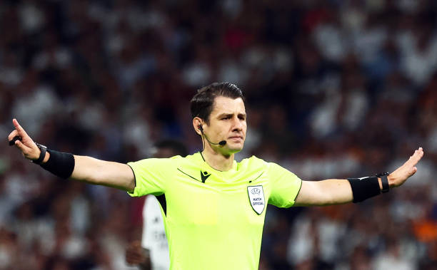 Real Madrid vs Stuttgart Review: Referee Halil Umut Meler withdraws a penalty for Madrid after a review by the Video Assistant Referee during the UEFA Champions League 2024/25 League Phase MD1 match between Real Madrid and Stuttgart at Estadio Santiago Bernabeu on September 17, 2024 in Madrid, Spain.