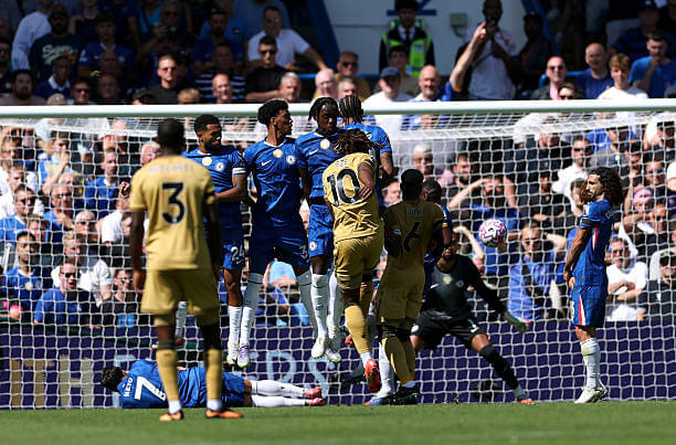 Chelsea vs Crystal Palace Review: Eberechi Eze scores a freekick which is later disallowed following a VAR review, after Marc Guehi interferes with the Chelsea wall during the Premier League match between Chelsea and Crystal Palace at Stamford Bridge on August 17, 2025.