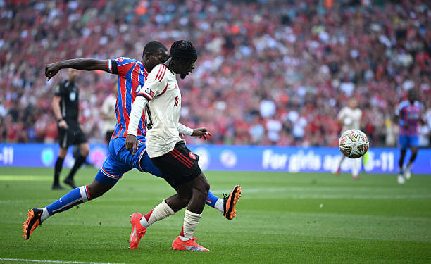 Crystal Palace vs Liverpool Review: Jeremie Frimpong scores during the 2025 FA Community Shield match between Crystal Palace and Liverpool at Wembley Stadium on August 10, 2025.