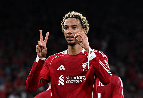 Liverpool vs Bournemouth Review: Hugo Ekitike celebrates his goal during the Premier League match between Liverpool and Bournemouth at Anfield on August 15, 2025.
