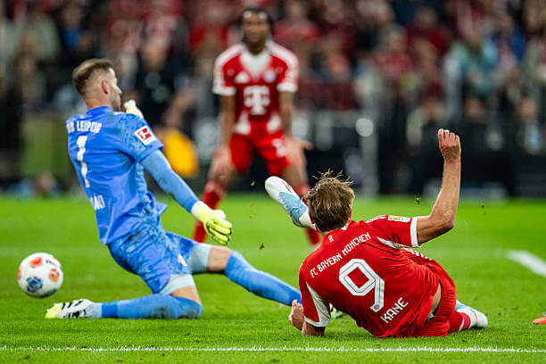 Bayern Munich vs RB Leipzig Review: Harry Kane scores his first goal of the game during the Bundesliga match between Bayern Munich and RB Leipzig at the Allianz Arena on August 22, 2025.