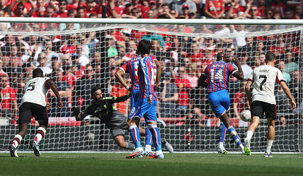 Crystal Palace vs Liverpool Review: Jean-Philippe Mateta scores from the penalty spot during the 2025 FA Community Shield match between Crystal Palace and Liverpool at Wembley Stadium on August 10, 2025.