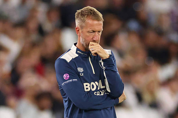 West Ham vs Chelsea Review: Graham Potter looks dejected during the Premier League match between West Ham and Chelsea at the London Stadium on August 22, 2025.
