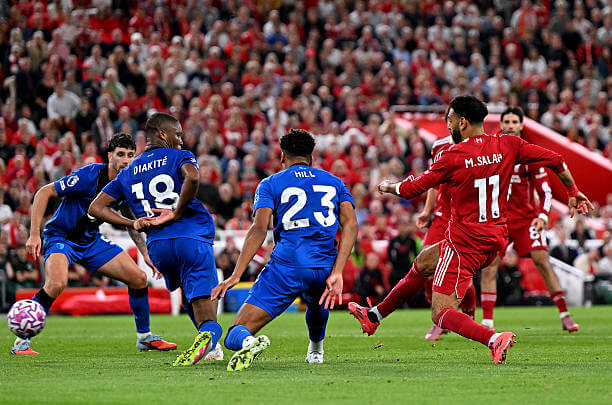 Liverpool vs Bournemouth Review: Mohamed Salah scores during the Premier League match between Liverpool and Bournemouth at Anfield on August 15, 2025.