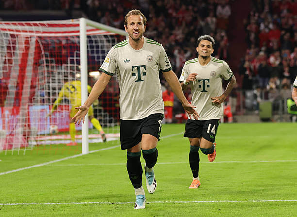 Bundesliga Roundup, Matchday 5: Harry Kane celebrates his goal during the Bundesliga match between Bayern Munich and Werder Bremen at Allianz Arena on September 26, 2025.