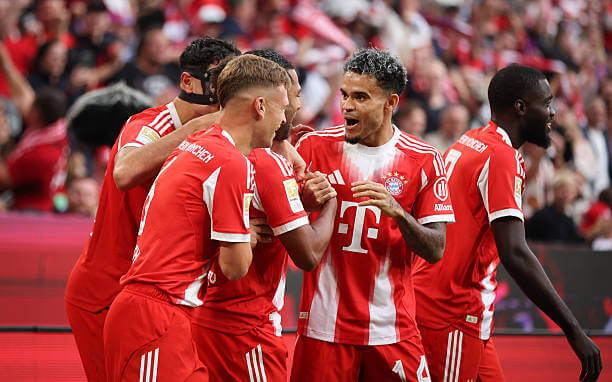 Bundesliga Roundup, Matchday 3: Bayern Munich players celebrate during the Bundesliga match between Bayern Munich and Hamburger SV at the Allianz Arena on September 13, 2025.