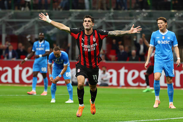 AC Milan vs Napoli Review: Christian Pulisic celebrates his goal during the Serie A match between AC Milan and Napoli at the San Siro on September 28, 2025.