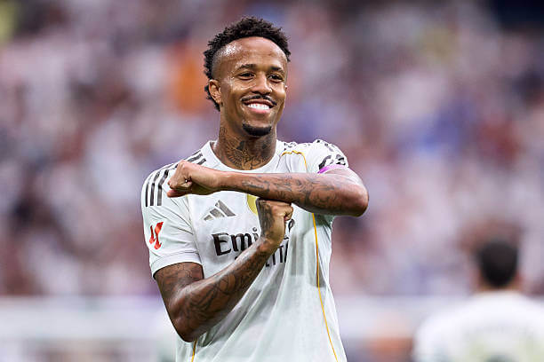 Real Madrid vs Espanyol Review: Eder Militao celebrates his goal during the La Liga match between Real Madrid and Espanyol at the Estadio Santiago Bernabeu on September 20, 2025.