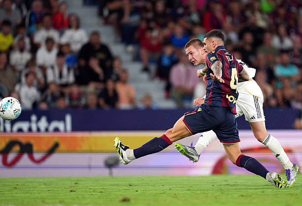 Levante vs Real Madrid Review: Franco Mastantuono scores during the La Liga match between Levante and Real Madrid at the Estadi Ciutat de València on September 23, 2025.