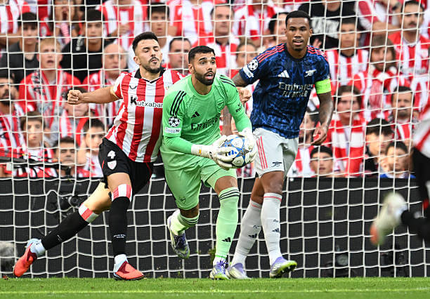 Athletic Bilbao vs Arsenal Review: David Raya in action during the UEFA Champions League 2025/26 League Phase MD1 match between Athletic Bilbao and Arsenal at the San Mamés Stadium on September 16, 2025.