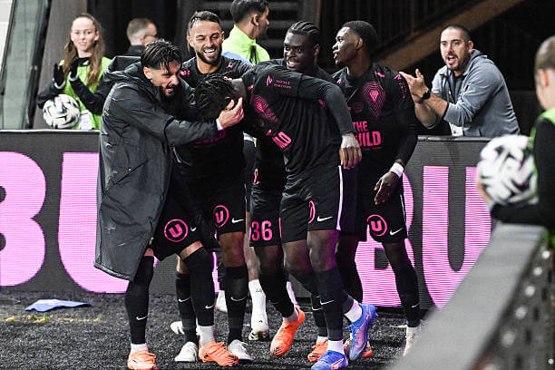 Ligue 1 Roundup, Matchday 8: Sidiki Cherif celebrates his goal with his teammates during the Ligue 1 match between Angers and Monaco at the Stade Raymond-Kopa on October 18, 2025.