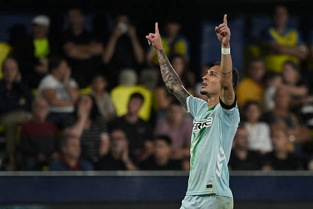 La Liga Roundup, Matchday 9: Antony celebrates his second goal of the game during the La Liga match between Villarreal and Real Betis at La Ceramica Stadium on October 18, 2025.