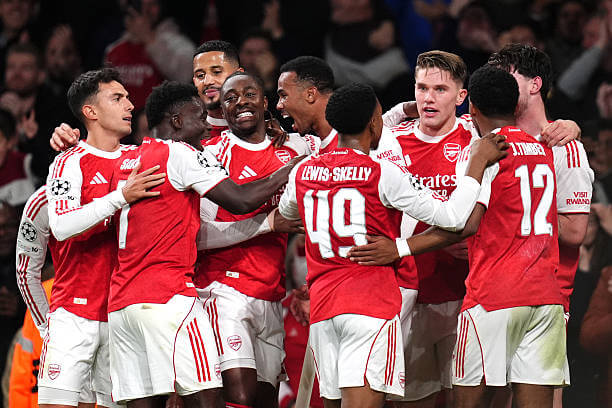 Arsenal vs Atlético Madrid Review: Arsenal players celebrate during the UEFA Champions League 2025/26 League Phase MD3 match between Arsenal and Atletico Madrid at the Emirates Stadium on October 21, 2025.