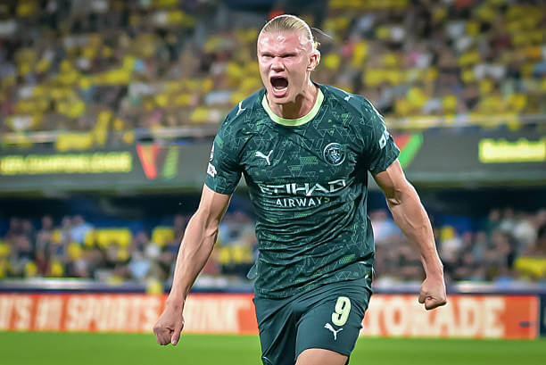 Villarreal vs Manchester City Review: Erling Haaland celebrates his goal during the UEFA Champions League 2025/26 League Phase MD3 match between Villarreal and Manchester City at the Estadio de la Ceramica on October 21, 2025.