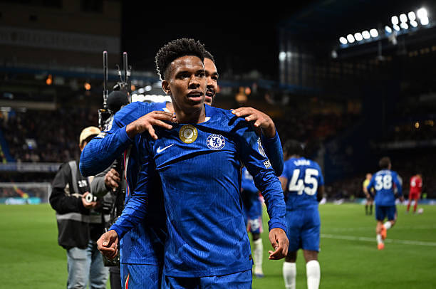 Chelsea vs Liverpool Review: Estevao celebrates his goal during the Premier League match between Chelsea and Liverpool at Stamford Bridge on October 04, 2025.