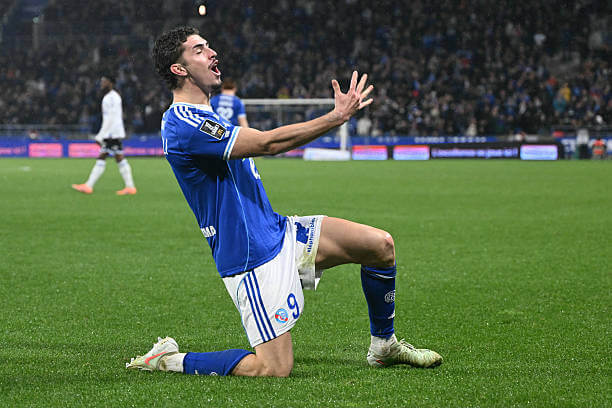 Ligue 1 Roundup, Matchday 10: Joaquin Panichelli celebrates his goal during the Ligue 1 match between Strasbourg and Auxerre at the Stade de la Meinau on October 29, 2025.