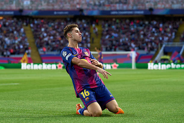 Barcelona vs Olympiacos Review: Fermin Lopez celebrates his first goal of the game during the UEFA Champions League 2025/26 League Phase MD3 match between Barcelona and Olympiacos at the Estadi Olimpic Lluis Companys on October 21, 2025.