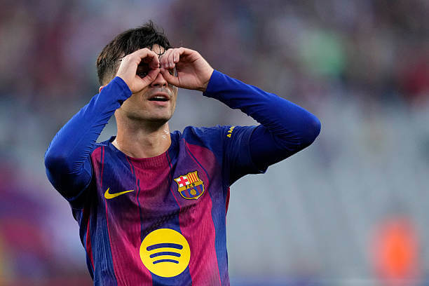 Barcelona vs Girona Review: Pedri celebrates his goal during the La Liga match between Barcelona and Girona at the Estadi Olímpic Lluís Companys on October 18, 2025.