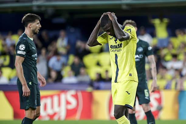 Villarreal vs Manchester City Review: Nicolas Pepe reacts after missing a chance to score during the UEFA Champions League 2025/26 League Phase MD3 match between Villarreal and Manchester City at the Estadio de la Ceramica on October 21, 2025.
