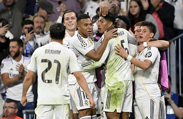 Real Madrid vs Juventus Review: Jude Bellingham celebrates his goal with his teammates during the UEFA Champions League 2025/26 League Phase MD3 match between Real Madrid and Juventus at the Bernabeu on October 22, 2025.