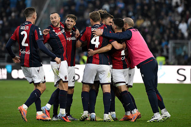 Serie A Roundup, Matchday 11: Bologna players celebrate during the Serie A match between Bologna and Napoli at Renato Dall'Ara stadium on November 9, 2025.