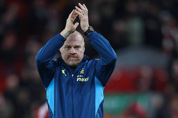 Liverpool vs Nottingham Forest Review: Sean Dyche celebrates his team's victory at the end of the Premier League match between Liverpool and Nottingham Forest at Anfield on November 22, 2025.