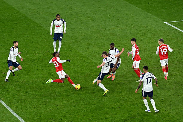 Arsenal vs Tottenham Review: Eberechi Eze scores his first goal of the game during the Premier League match between Arsenal and Tottenham at the Emirates Stadium on November 23, 2025.