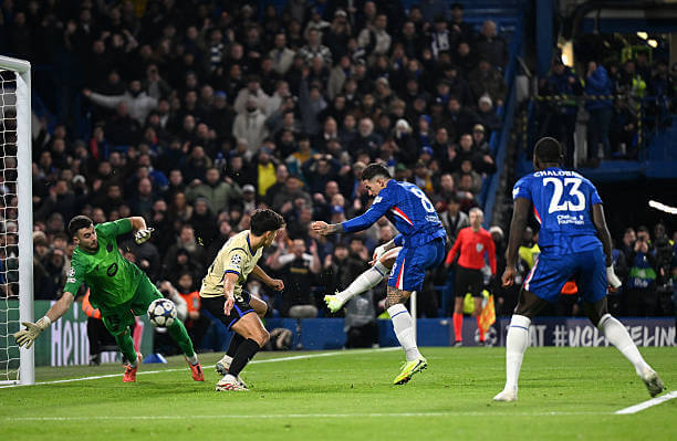 Chelsea vs Barcelona Review: Enzo Fernandez scores a goal which was later disallowed due to a handball during the UEFA Champions League 2025/26 League Phase MD5 match between Chelsea and Barcelona at Stamford Bridge on November 25, 2025.