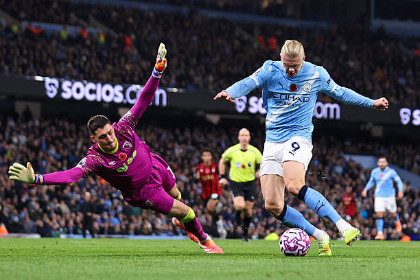 Manchester City vs Bournemouth Review: Erling Haaland scores his second goal of the game during the Premier League match between Manchester City and Bournemouth at the Etihad Stadium on November 2, 2025.