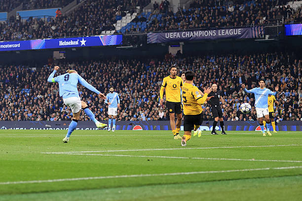 Manchester City vs Dortmund Review: Erling Haaland scores during the UEFA Champions League 2025/26 League Phase MD4 match between Manchester City and Dortmund at the Etihad Stadium on November 05, 2025.