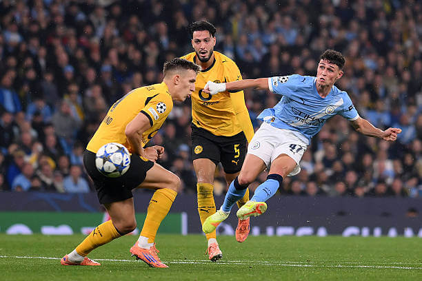 Manchester City vs Dortmund Review: Phil Foden scores his second goal of the game during the UEFA Champions League 2025/26 League Phase MD4 match between Manchester City and Dortmund at the Etihad Stadium on November 05, 2025.