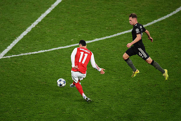 Arsenal vs Bayern Munich Review: Gabriel Martinelli scores during the UEFA Champions League 2025/26 League Phase MD5 match between Arsenal and Bayern Munich at the Emirates Stadium on November 26, 2025.