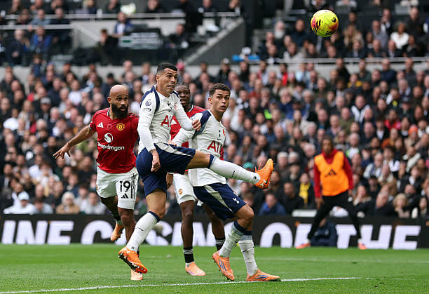 Tottenham vs Manchester United Review: Bryan Mbeumo scores during the Premier League match between Tottenham and Manchester United at the Tottenham Hotspur Stadium on November 08, 2025.