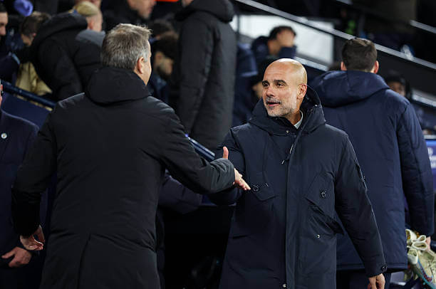 Manchester City vs Bayer Leverkusen Review: Pep Guardiola greets Kasper Hjulmand during the UEFA Champions League 2025/26 League Phase MD5 match between Manchester City and Bayer Leverkusen at the Etihad Stadium on November 25, 2025.