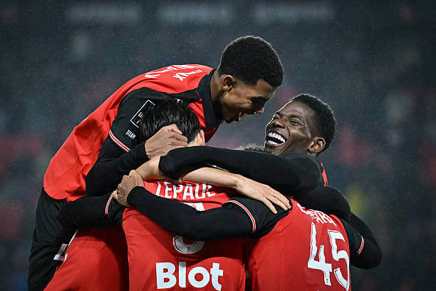 Ligue 1 Roundup, Matchday 13: Rennes players celebrate during the Ligue 1 match between Rennes and AS Monaco at the Roazhon Park on November 22, 2025.