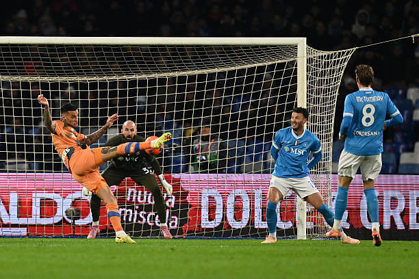 Napoli vs Atalanta Review: Gianluca Scamacca scores during the Serie A match between Napoli and Atalanta at the Stadio Diego Armando Maradona on 22 November 2025.