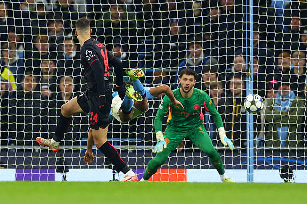 Manchester City vs Bayer Leverkusen Review: Patrik Schick scores during the UEFA Champions League 2025/26 League Phase MD5 match between Manchester City and Bayer Leverkusen at the Etihad Stadium on November 25, 2025.