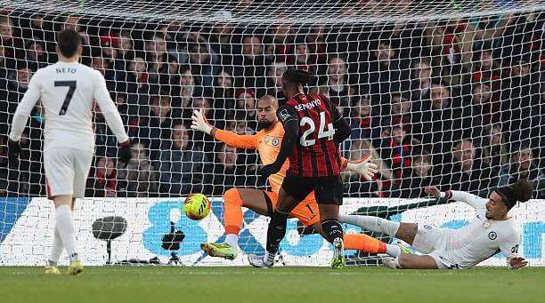 Bournemouth vs Chelsea Review: Antoine Semenyo scores a goal which was later ruled out for offside by the Video Assistant Referee during the Premier League match between Bournemouth and Chelsea at the Vitality Stadium on December 6, 2025.