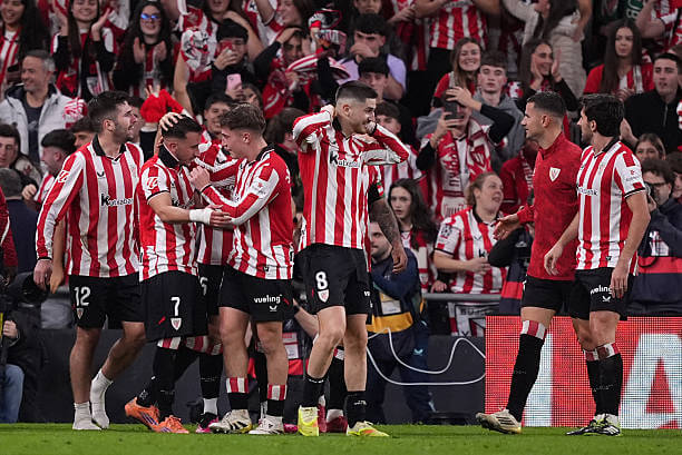 La Liga Roundup, Matchday 15: Alex Berenguer celebrates his goal with his teammates during the La Liga match between Athletic Bilbao and Atletico Madrid at Estadio de San Mames on December 06, 2025.