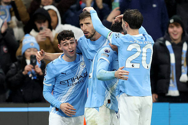 Manchester City vs Sunderland Review: Manchester City players celebrate during the Premier League match between Manchester City and Sunderland at the Etihad Stadium on December 06, 2025.