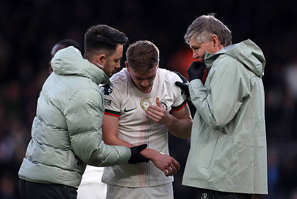 Bournemouth vs Chelsea Review: Liam Delap beaing treated for a shoulder injury and was later substituted during the Premier League match between Bournemouth and Chelsea at the Vitality Stadium on December 6, 2025.