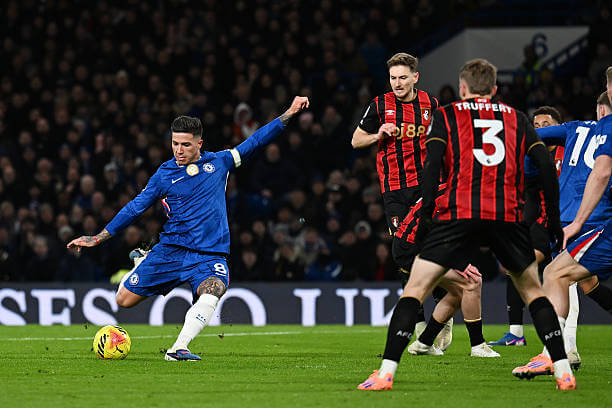 Chelsea vs Bournemouth Review: Enzo Fernandez scores during the Premier League match between Chelsea and Bournemouth at Stamford Bridge on December 30, 2025.
