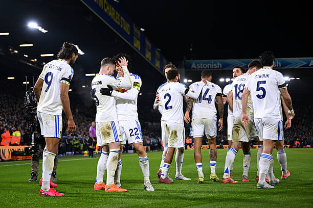 Leeds vs Chelsea Review: Leeds players celebrate during the Premier League match between Leeds and Chelsea at Elland Road on December 03, 2025.