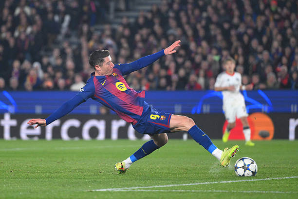 Barcelona vs Frankfurt Review: Robert Lewandowski scores a goal which was later disallowed for offside during the UEFA Champions League 2025/26 League Phase MD6 match between Barcelona and Frankfurt at the Camp Nou on December 09, 2025.