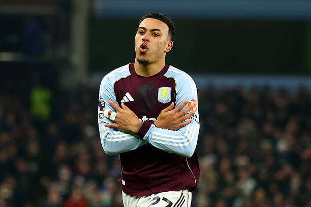 Aston Villa vs Manchester United Review: Morgan Rogers celebrates his second goal of the game during the Premier League match between Aston Villa and Manchester United at Villa Park on December 21, 2025.