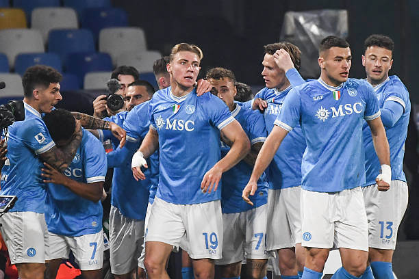 Napoli vs Juventus Review: Napoli players celebrate during the Serie A match between Napoli and Juventus at the Stadio Diego Armando Maradona on December 07, 2025.