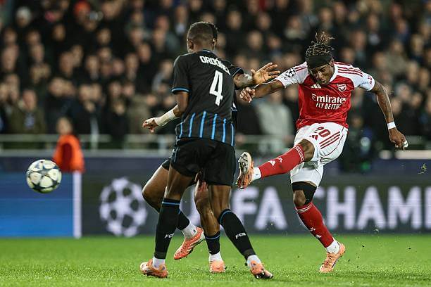 Club Brugge vs Arsenal Review: Noni Madueke scores his first goal of the game during the UEFA Champions League 2025/26 League Phase MD6 match between Club Brugge and Arsenal at Jan Breydel Stadion on December 10, 2025.
