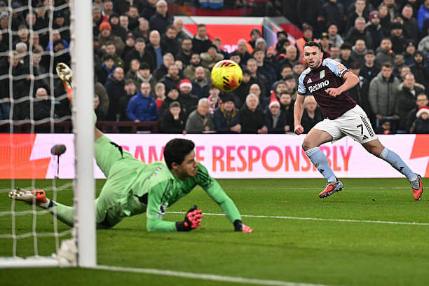Aston Villa vs Manchester United Review: Senne Lammens saves a shot from John McGinn during the Premier League match between Aston Villa and Manchester United at Villa Park on December 21, 2025.