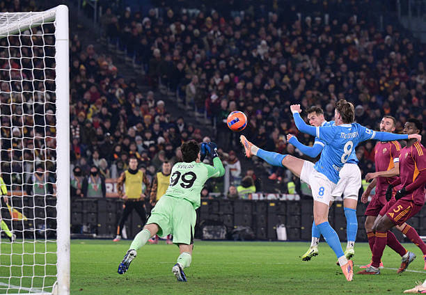 AS Roma vs Napoli Review: Mile Svilar makes a save during the Serie A match between AS Roma and Napoli at the Stadio Olimpico on November 30, 2025.