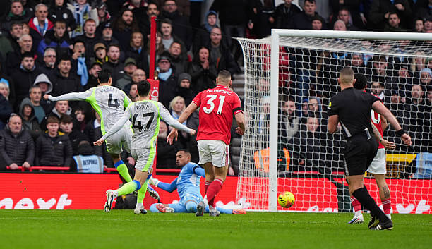 Nottingham Forest vs Manchester City Review: Tijjani Reijnders scores during of the Premier League match between Nottingham Forest and Manchester City at the City Ground on December 27, 2025.